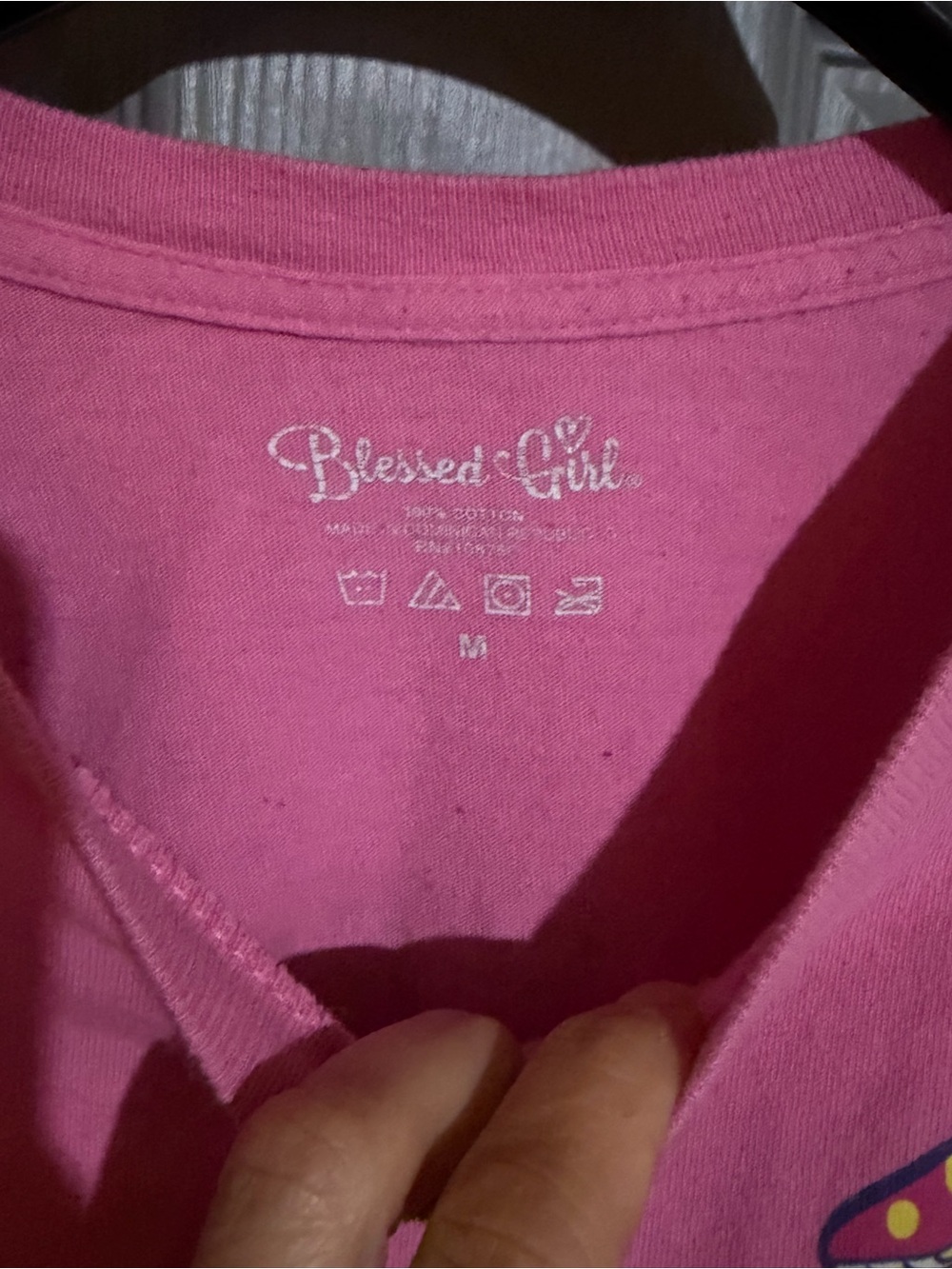 Blessed Girl Pink Mushroom Graphic T-Shirt Isaiah 6:3 God's Glory Tee Womens M - Picture 4 of 8